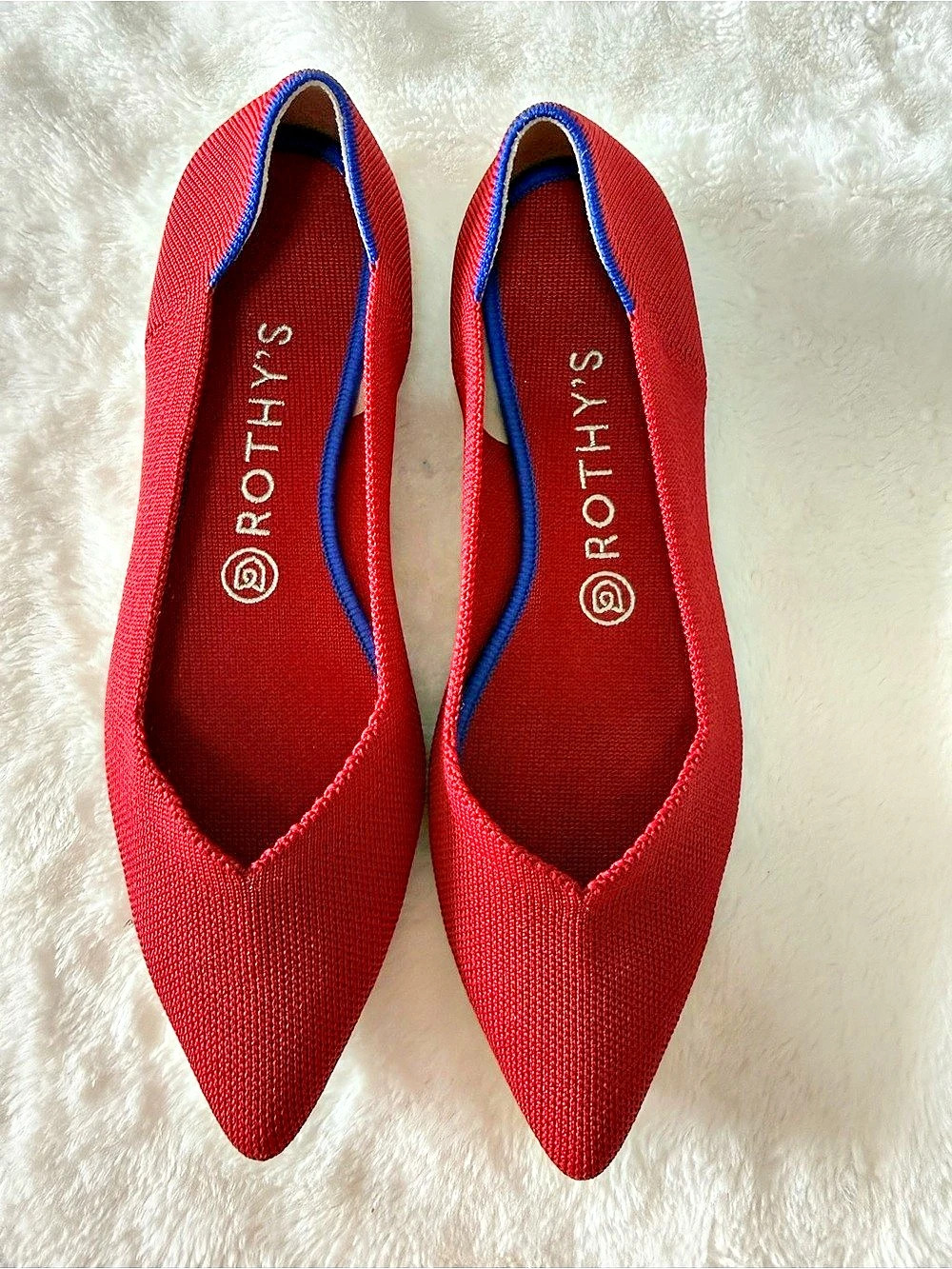 Rothy's The Point Pointed-Toe Flats in Red US 8.5